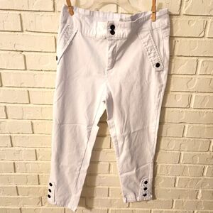 Sabrina Lauren White Button-Accent Pants 14